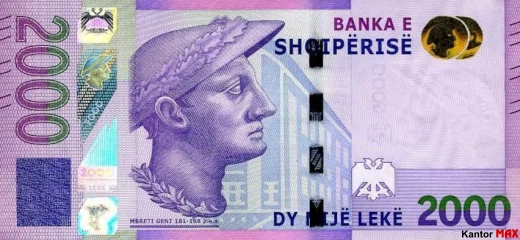 Vorderseite der 2.000-albanischen Lek-Banknote 2022.