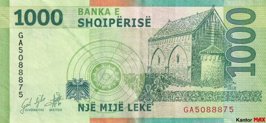 Die Rückseite der 1000-albanischen Lek-Banknote 2021.