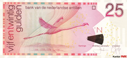Vorderseite der 25 Antillen-Gulden-Banknote 2016.