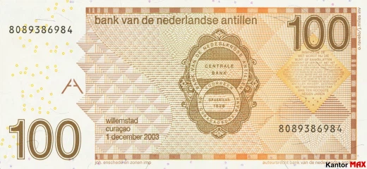Rückseite der 100-Antillen-Gulden-Banknote von 2016.