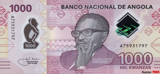Vorderseite der 1000 angolanischen Kwanza-Banknote, Ausgabe 2020