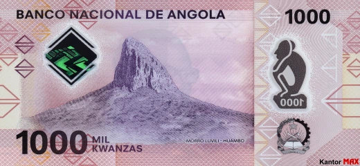 Die Rückseite der 1.000 angolanischen Kwanza-Banknote, Ausgabe 2020