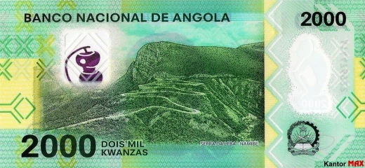 Die Rückseite der angolanischen Kwanza-2000-Banknote aus dem Jahr 2020