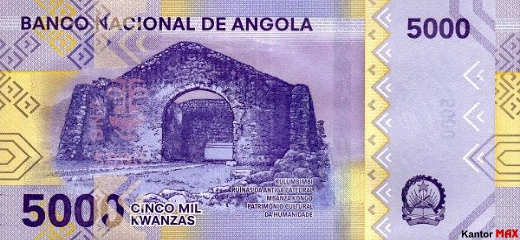 Die Rückseite der 5.000 angolanischen Kwanza-Banknote 2020