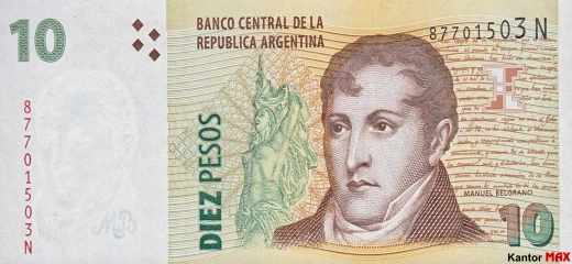 Vorderseite der argentinischen Peso-Banknote von 1998