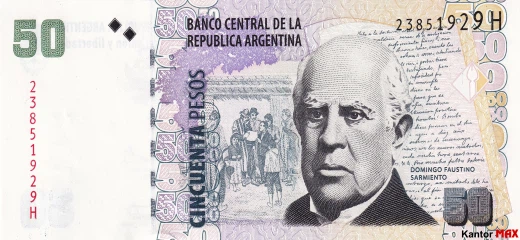 Vorderseite der 50 argentinischen Peso-Banknote von 1999