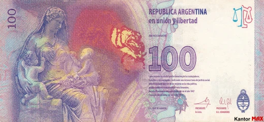 Zurück 100 argentinische Pesos, AA-Seri