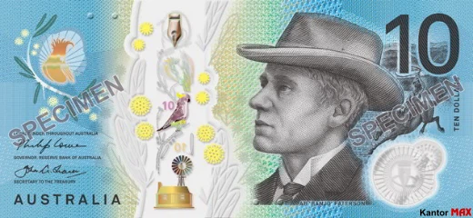Vorderseite der 10-Dollar-Banknote des Australischen Dollars 2017