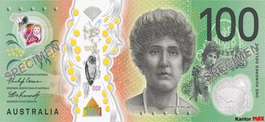 Vorderseite der 100-Australischen-Dollar-Banknote, 2020
