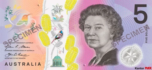 Vorderseite der 5-Australischen-Dollar-Banknote 2016