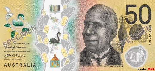 Vorderseite der 50-Australischen-Dollar-Banknote 2018