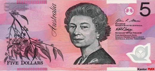 Vorderseite der 5-Australischen-Dollar-Banknote von 1992