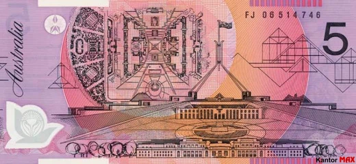 Die Rückseite der 5-Australischen-Dollar-Banknote, 1992