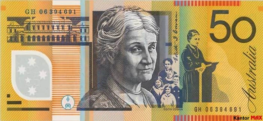 Die Rückseite der 50-Australischen-Dollar-Banknote, 1995