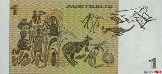 Tył wycofanego banknotu 1 dolar australijski edycja 1966 roku