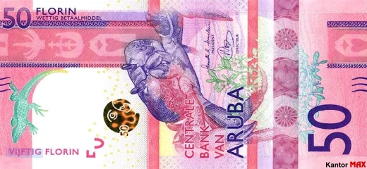 Vorderseite der 50-Aruba-Florin-Banknote, Serie 2019