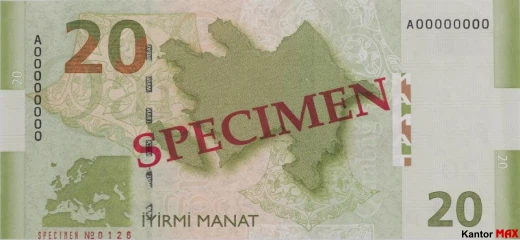 Die Rückseite der 2006 ausgegebenen 20-Manat-Banknote