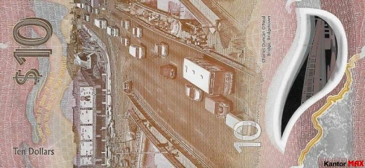 Die Rückseite der 10-Barbados-Dollar-Polymerbanknote, Serie 2022