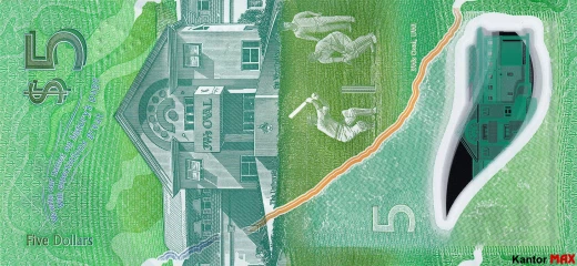 Die Rückseite der 5-Barbados-Dollar-Polymerbanknote, Serie 2022
