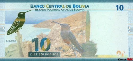 Die Rückseite der 10-Boliviano-Banknote der Serie 1