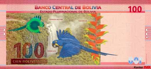 Die Rückseite der 200-Boliviano-Banknote der Serie 1