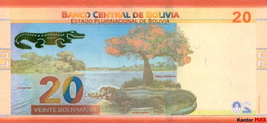 Die Rückseite der 20-Boliviano-Banknote der Serie 1