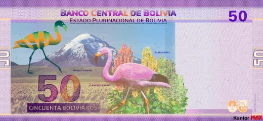 Die Rückseite der 50-Boliviano-Banknote der Serie 1
