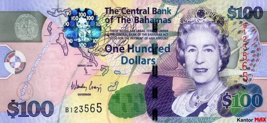 Die Vorderseite der 100 Bahama-Dollar-Banknote, CRISP-Serie