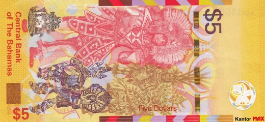 Die Rückseite der 5 Bahamas-Dollar-Banknote, Entwicklung der CRISP-Serie