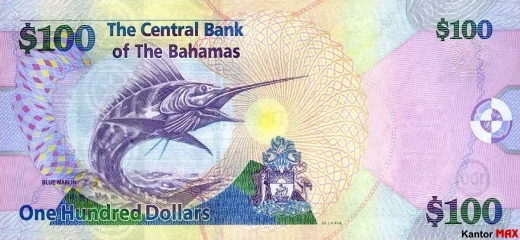 Die Rückseite der 100-Bahama-Dollar-Banknote, CRISP-Evolution-Serie