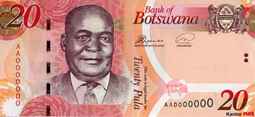Vorderseite der 20 Botswana-Pula-Banknote