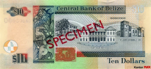 Rückseite der 10-Dollar-Banknote von Belize, Serie 2003.