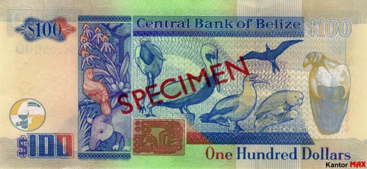 Rückseite der 100-Belizean-Dollar-Banknote, Serie 2003.