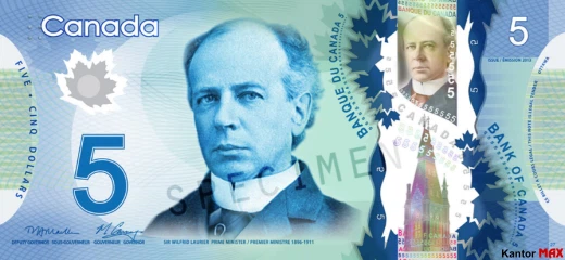 Vorderseite 5 Kanadische Dollar 2013.