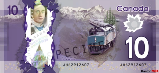 Die Rückseite der 10-kanadischen Dollar-Banknote 2013