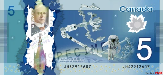 Rückseite von 5 kanadischen Dollar 2013.