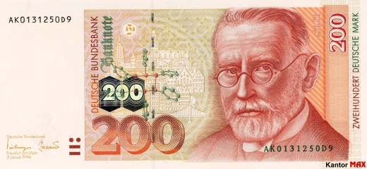 Przód 200 marek niemieckich DEM