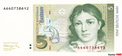 Przód 5 marek niemieckich DEM