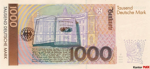 1000 marek niemieckich DEM tył