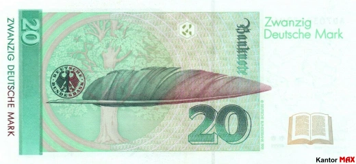 Tył banknotu 20 marek niemieckich DEM