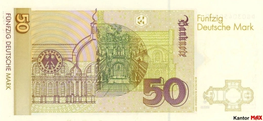 Tył banknotu 50 marek niemieckich DEM