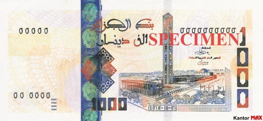 Vorderseite der 1000 algerischen Dinar-Banknote 2018
