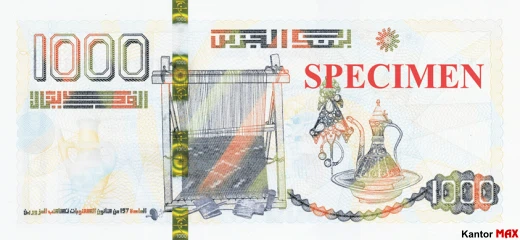 Die Rückseite der 1.000 algerischen Dinar-Banknote aus dem Jahr 2018
