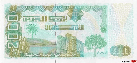 Die Rückseite der algerischen Dinar-Banknote 2011 2000