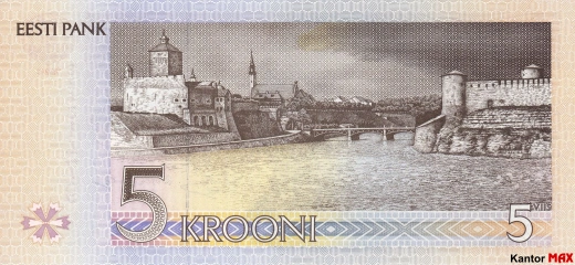 Tył wycofanego banknotu 5 koron estońskich z 1994 roku