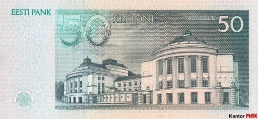 Tył wycofanego banknotu 50 koron estońskich 1994 roku