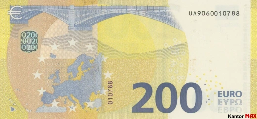 200-Euro-Banknote aus dem Jahr 2019 – zurück