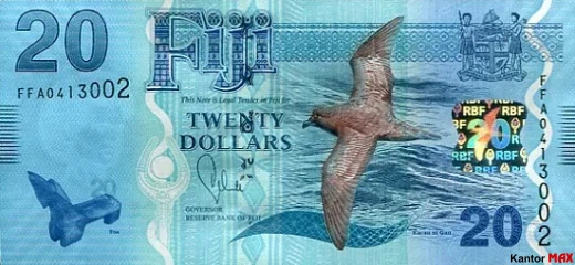 Die Vorderseite der Fidschi-20-Dollar-Banknote 2012