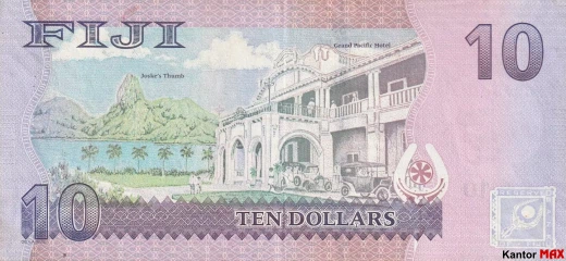 Die Rückseite der Fidschi-10-Dollar-Banknote von 2012