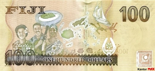 Die Rückseite der Fidschi-100-Dollar-Banknote von 2012